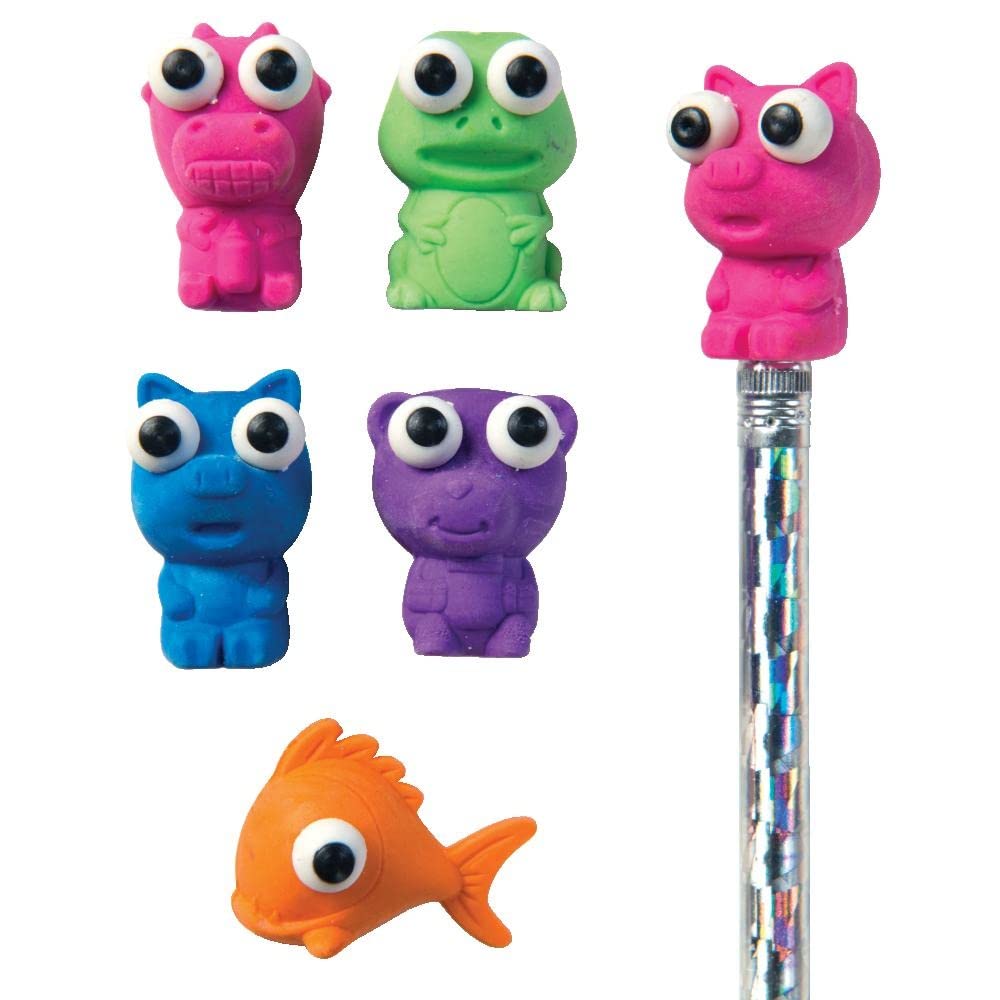 Raymond Geddes Animal Pencil Top Erasers for Kids - Pack of 50 Fun Eraser Caps - Perfect for School, Homework & Arts & Crafts Projects