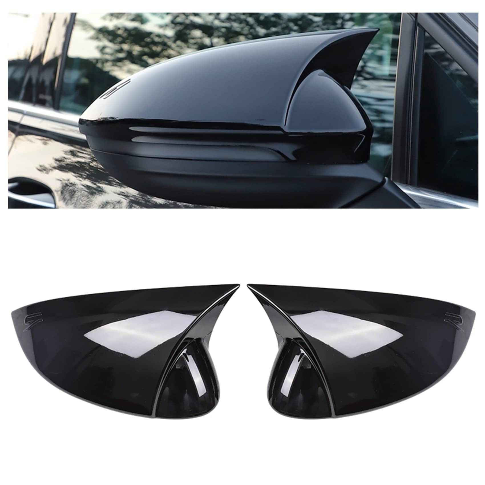 LEEKOUS Car Wing Mirror Covers for VW Golf 8 MK8 GTE GTD-R-Line 2020-2021 - Black Side Mirror Replacement Caps - Enhance Style & Protection for Daily Driving & Car Shows