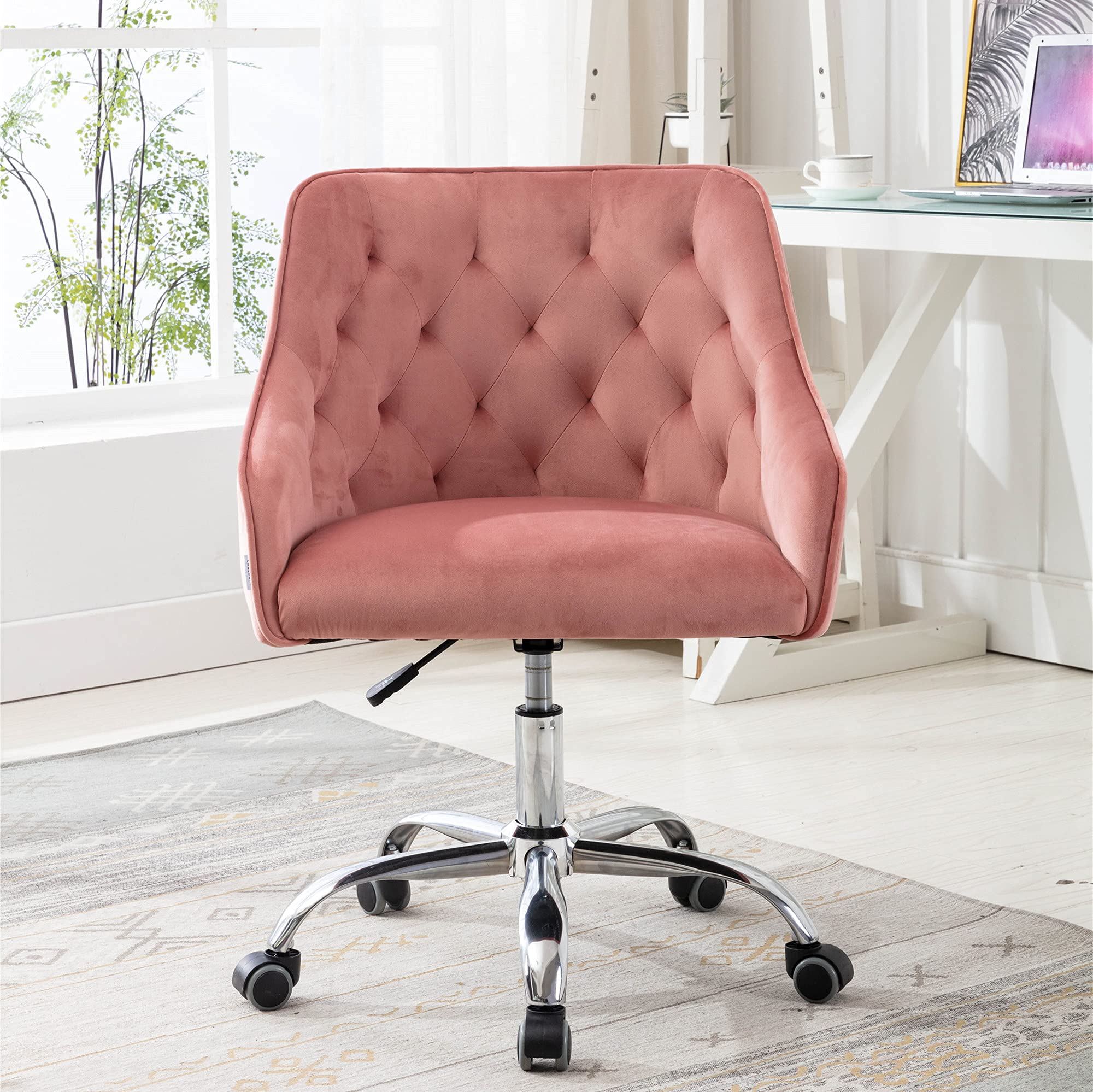 Premium Velvet Office Chair - 360° Swivel Adjustable Desk Chair with Arms | Modern Upholstered Task Chair for Home Office, Living Room & Bedroom | Ergonomic Support for Long Work Hours & Relaxing