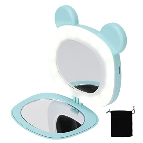 Electric Hand Warmer with Mirror Light - Portable for Travel & Home (Blue Bear)