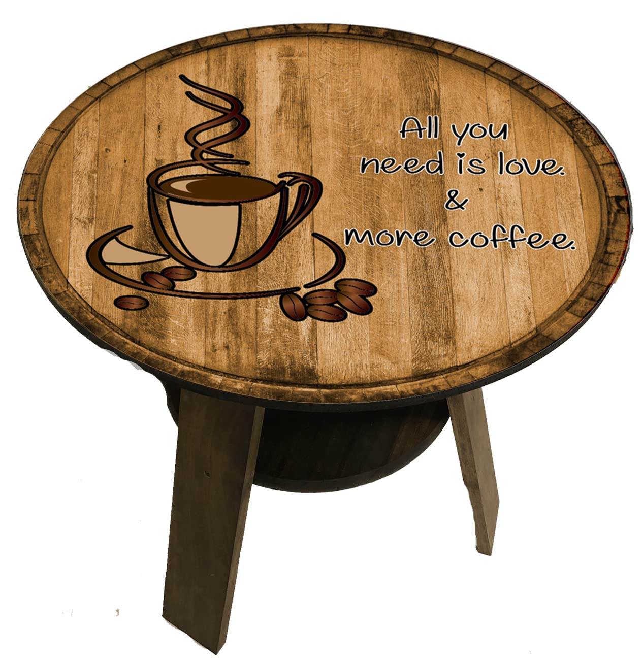 22 Inch Rustic Farmhouse Coffee Shop Café End Table with Shelf - Perfect for Living Room, Bedroom, or Office Accent Furniture