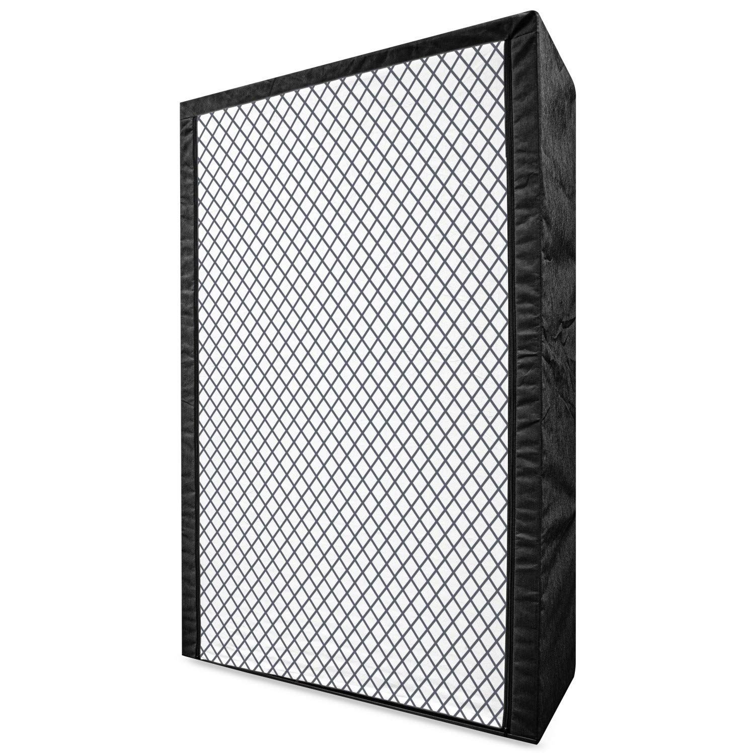Ambesonne Modern Portable Fabric Wardrobe - Geometric Stripes Zig Zag Basket Braid Design, 42.5 Inch Clothing Organizer with Shelves, Charcoal Grey & White | Perfect for Bedroom, Closet & Dorm Storage Organization