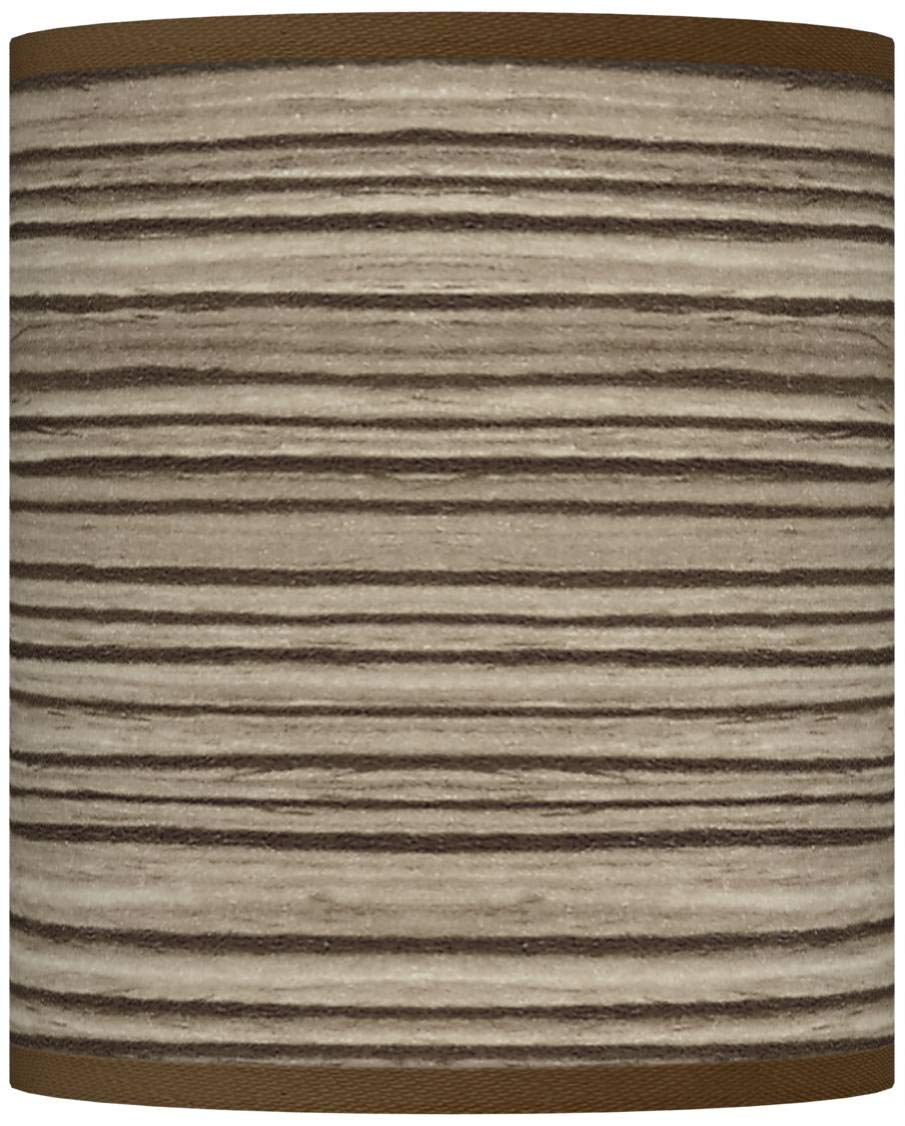 Premium Hardback Giclee Drum Lamp Shade - Cedar Zebrawood Finish in Brown & Gray - 10