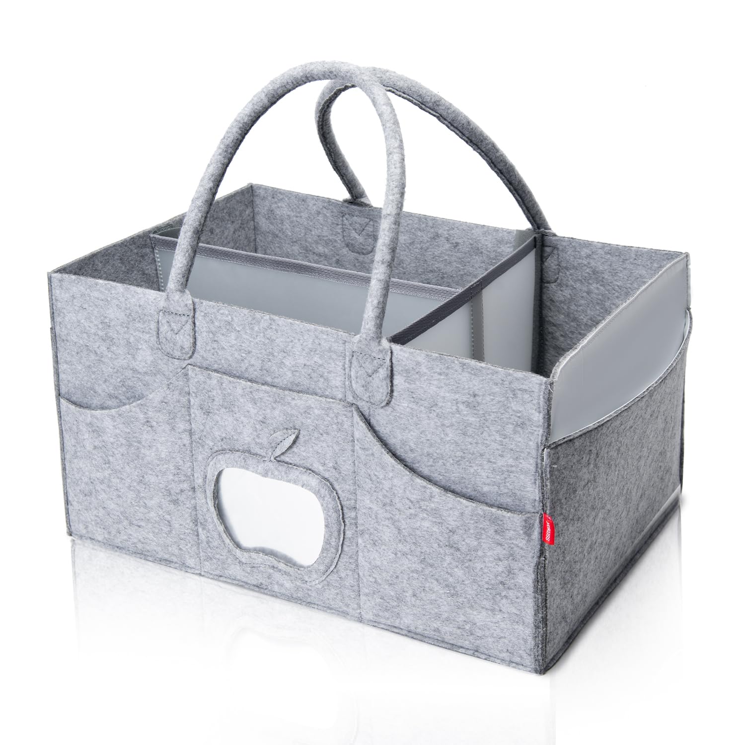 YaKuss Large Diaper Caddy Organizer - Grey Baby Changing Table Storage Bin with Handles | Portable Diaper Basket for Nursery, Car & Travel | Perfect Baby Shower Gift & Newborn Registry Essential (2.0 Grey)