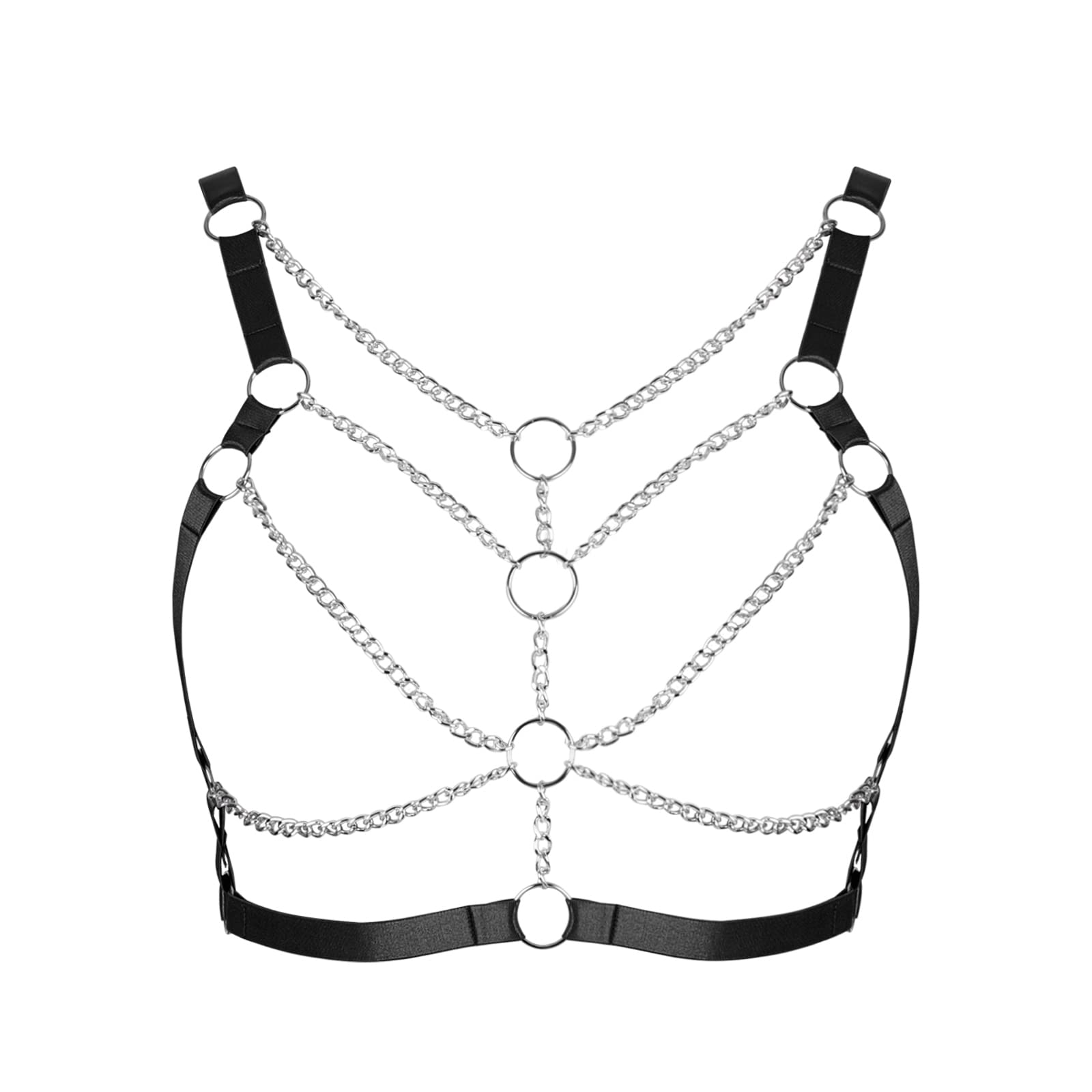 Plus Size Punk Gothic Harness Bra Body Chain - Women's Cage Hollow Out Tops for Halloween, Rave & Alternative Fashion | Gothic Lingerie, Festival Outfit, Fetish Wear
