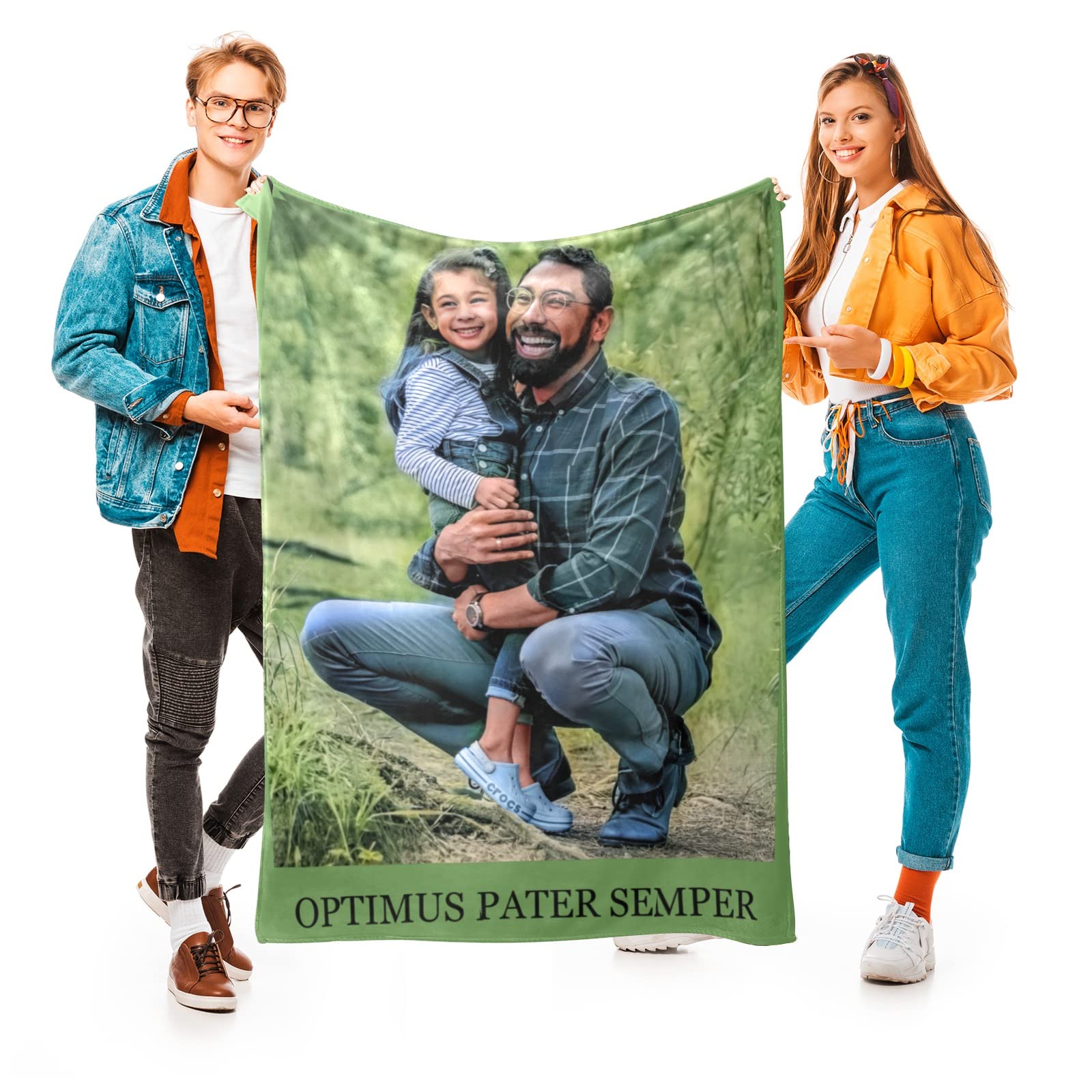 Personalized Father's Day Gifts - Custom Photo & Text Flannel Throw Blanket 40