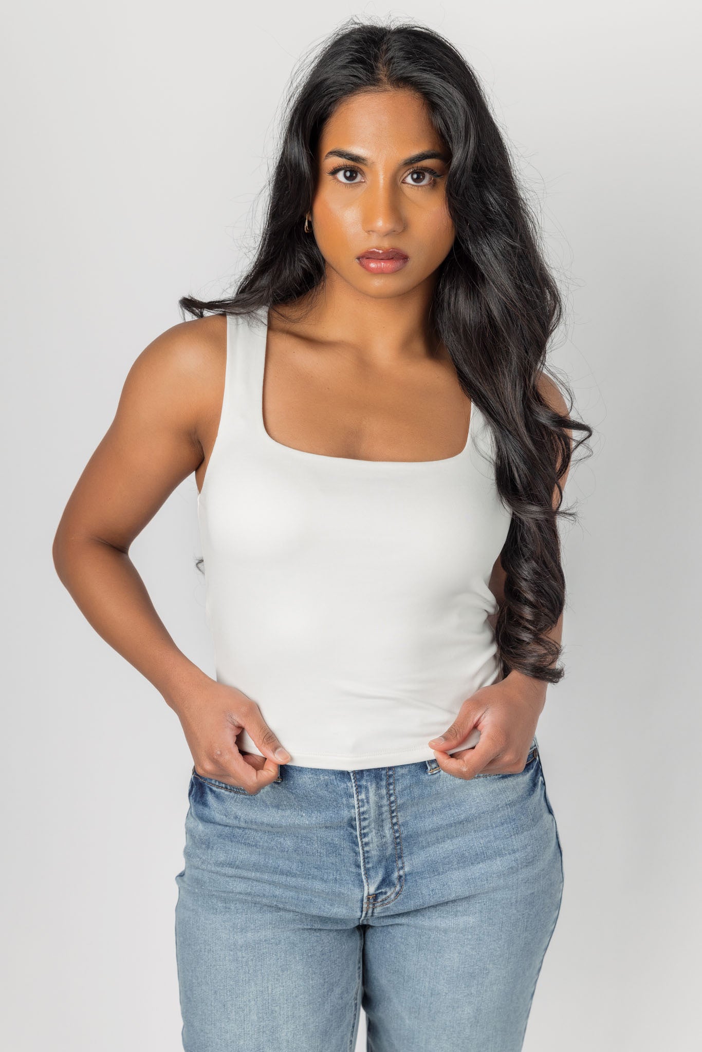 Double Layer Square Neck Tank Top for Women - Summer Casual Sleeveless Blouse, Perfect for Beach, Vacation & Everyday Wear