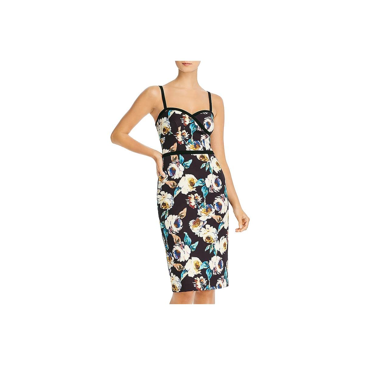 Black Halo Women's Daria Floral Mini Sheath Dress - Elegant Cocktail Party & Wedding Guest Outfit