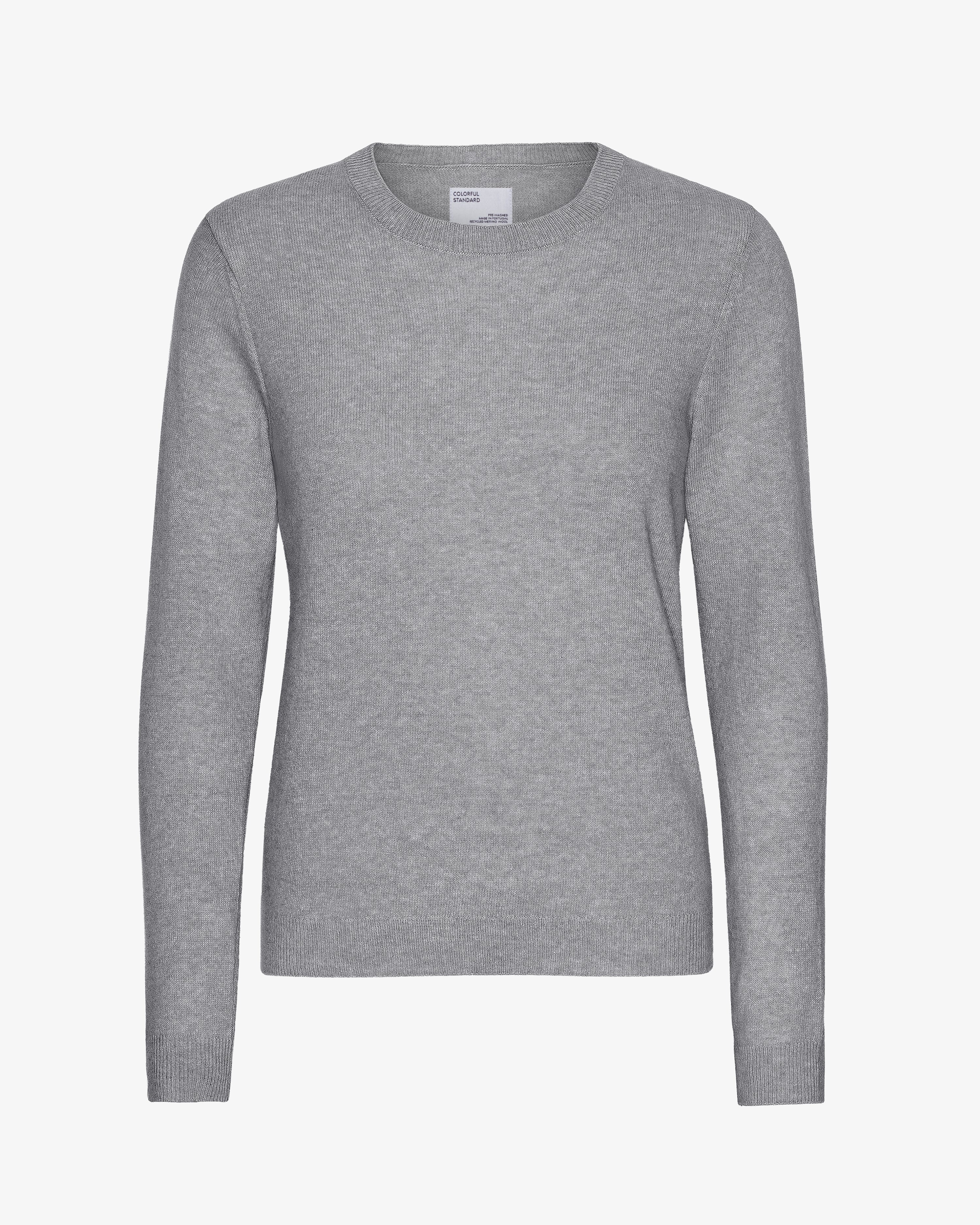 Women's Lightweight Merino Wool Crew Neck Sweater - Heather Grey - Soft & Warm Winter Pullover for Casual Wear & Outdoor Activities