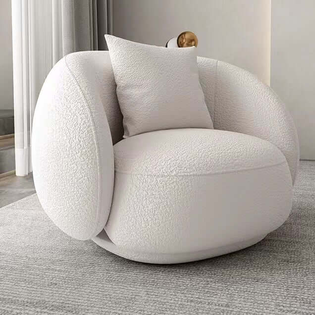 Modern White Accent Chair - Gwyneth Ivory Bouclé Sherpa Lounge Chair for Living Room, Bedroom & Office - Cozy Reading Nook & Relaxation Chair