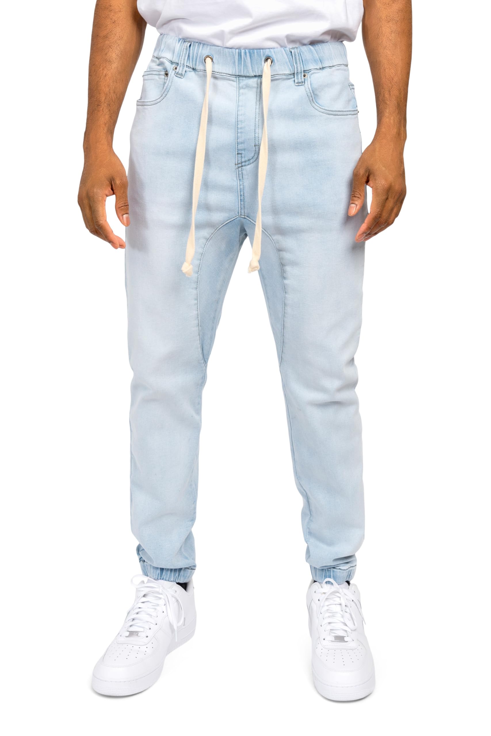 Victorious Men's Drop Crotch Jogger Pants - Stylish Denim Sweatpants for Casual Wear, Street Fashion & Lounge Comfort