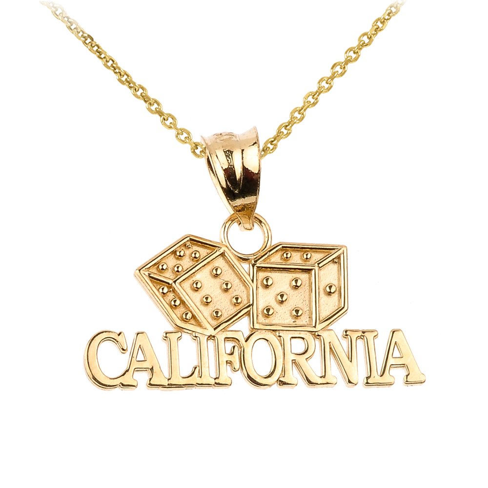10k Gold California Dice Charm Pendant Necklace - Elegant Dainty Jewelry for Women, Perfect for Casino Night, Birthday Gifts & Everyday Wear