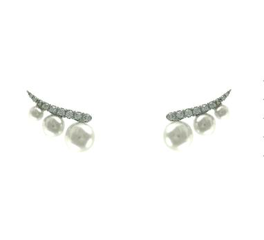 Gorjana Pearl and Crystal Ear Crawlers - Elegant Dangle Earrings for Women, Perfect for Weddings, Parties & Special Occasions