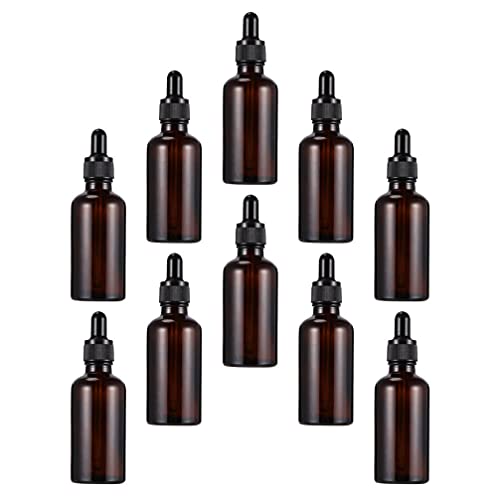 10pcs Amber Glass Dropper Bottles with Eye Dropper Lids - Essential Oil Bottles for Perfumes, Aromatherapy, DIY Blends & Lab Chemicals - Perfect for Travel, Home Use & Gift Giving