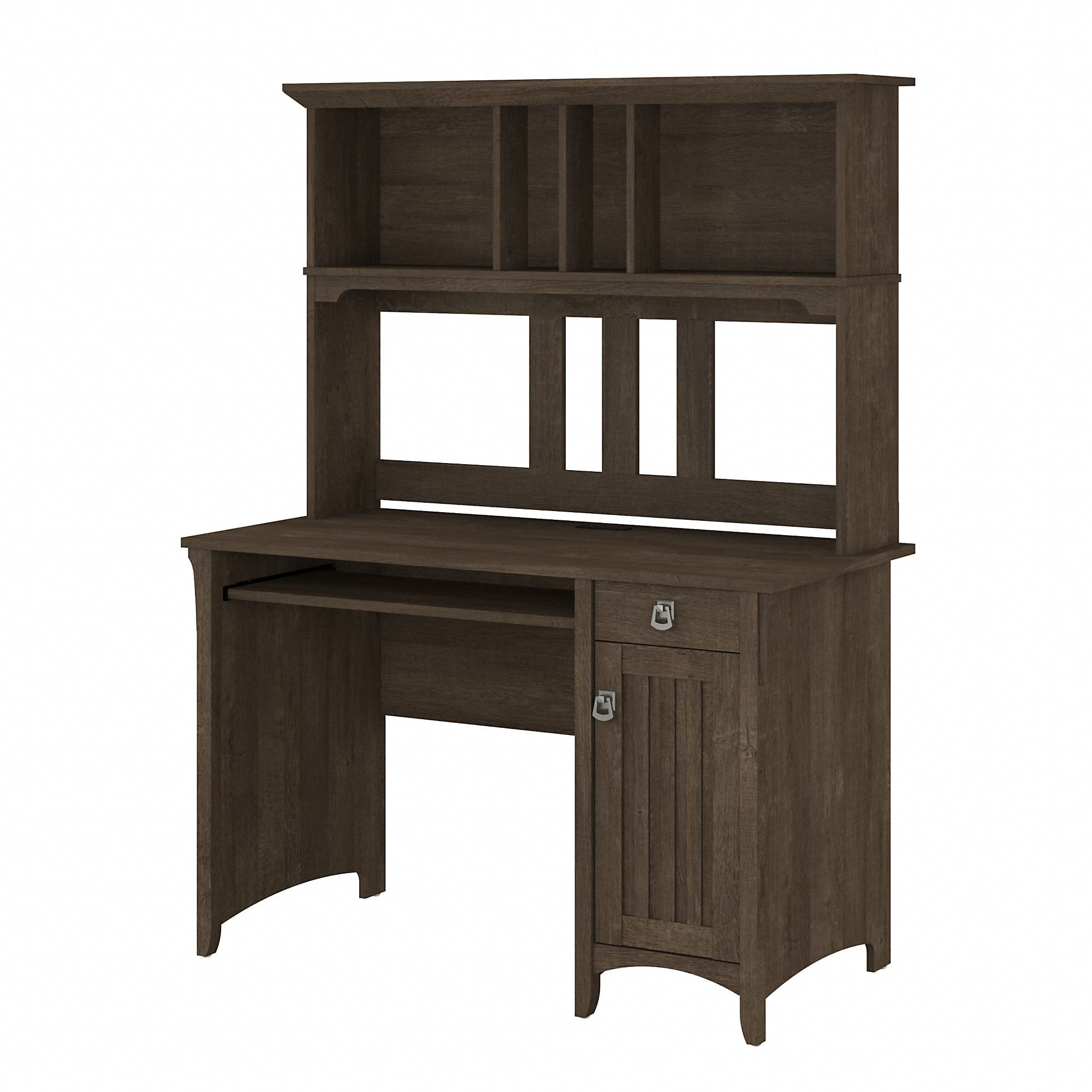 Bush Furniture Salinas Computer Desk with Hutch - Modern Home Office Desk in Ash Brown | Study Table with Drawers, Storage Cabinets & Pull-Out Keyboard Tray | Perfect for Small Spaces, Remote Work & Online Learning | Durable Work Desk with Ample Storage