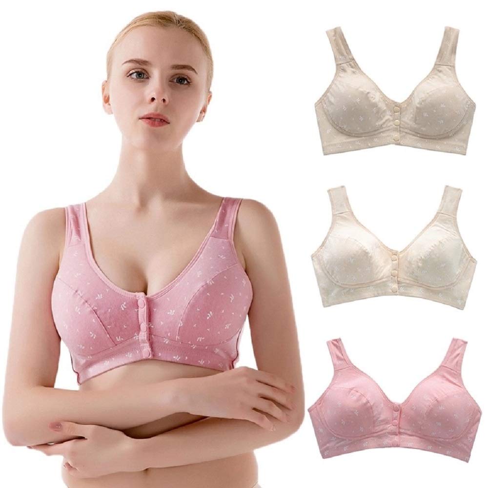Mixzones Women's Front Button Wire-Free Nursing Bra - Cotton Soft Cup Everyday Bra for Comfort & Full Freedom | Perfect for Maternity, Breastfeeding & Relaxing at Home