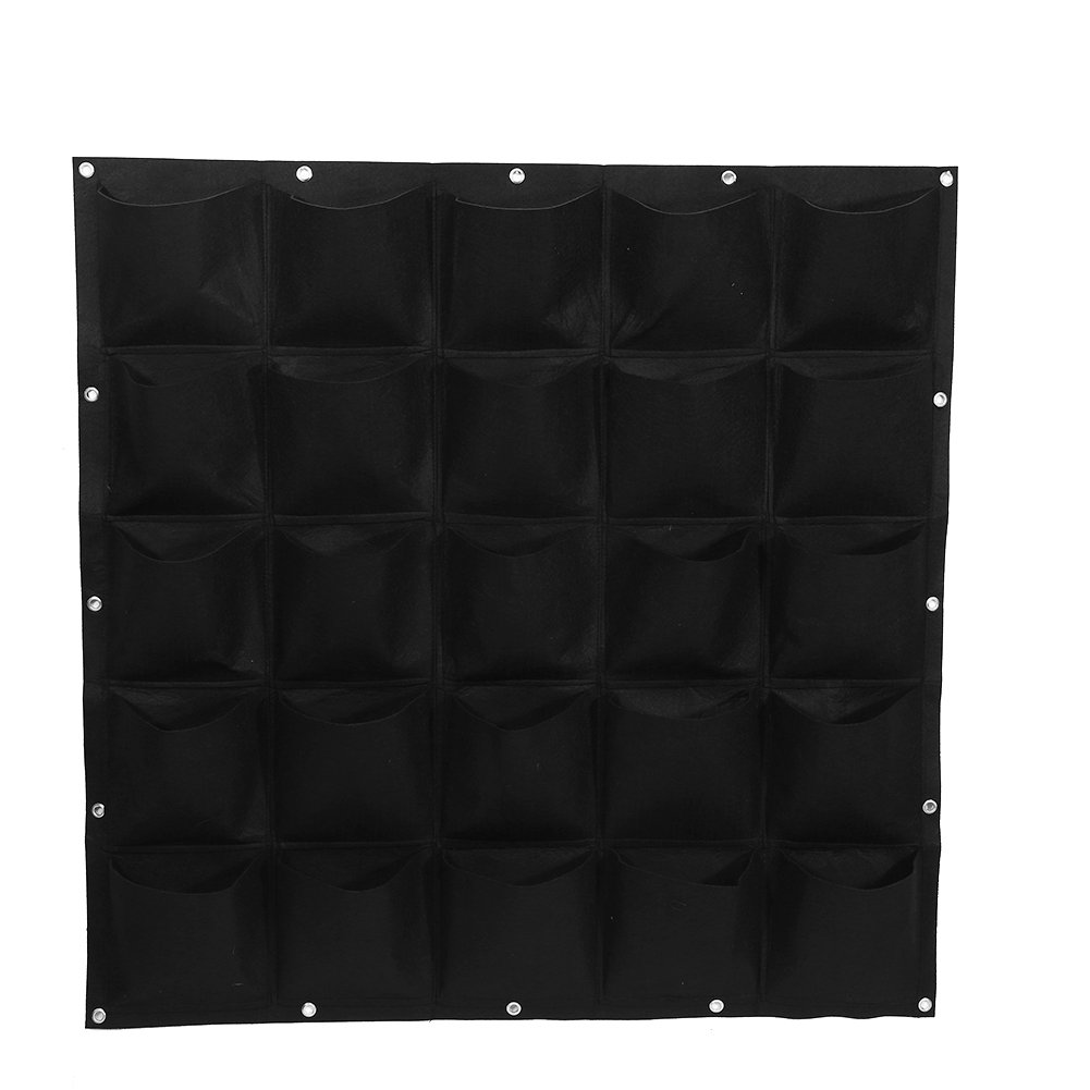 25 Pockets Vertical Wall Planter - Indoor/Outdoor Hanging Garden Grow Bag for Plants, Flowers & Herbs - Perfect for Balcony, Fence, Yard & Home Decor (Black) | Space-Saving Solution for Small Gardens & Urban Living