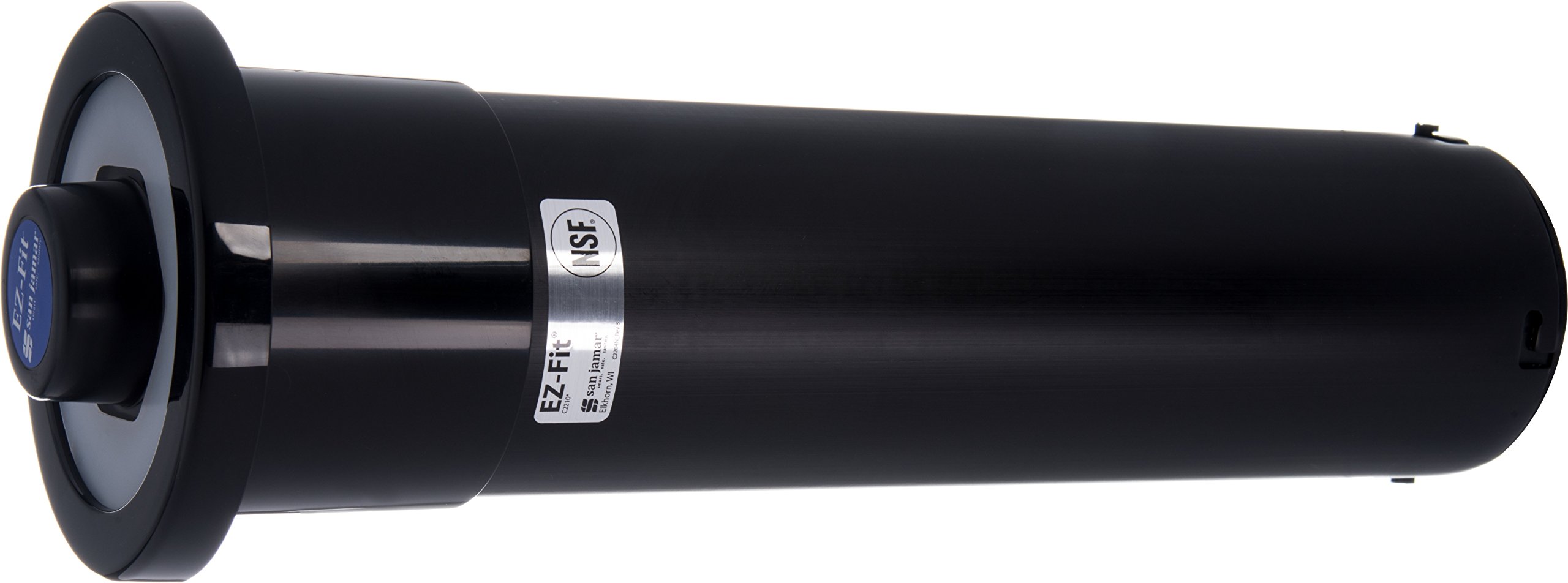 San Jamar Ez Fit Surface Mount Cup Dispenser - Holds 6-24 Oz Cups with Interchangeable Gaskets - Durable Plastic for Restaurants, Cafes & Fast Food - 18 Inch Black - Perfect for Drink Stations, Self-Serve Areas & High-Traffic Counters