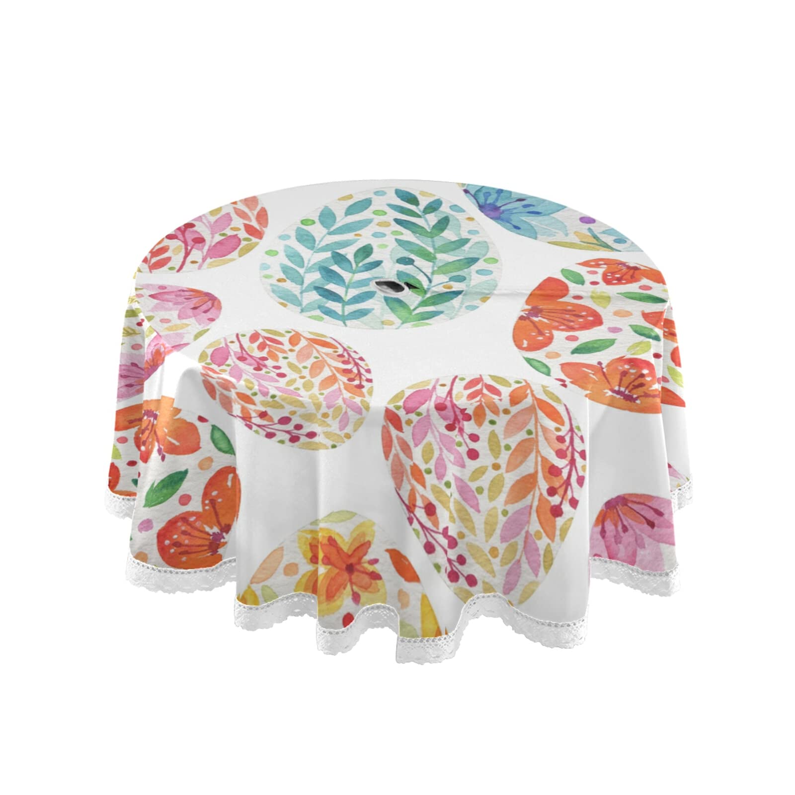 Waterproof & Wrinkle-Proof 60-inch Round Polyester Tablecloth with Umbrella Hole - Washable Easter & Outdoor Decorative Table Cover for Patio, Picnic, and Party Use