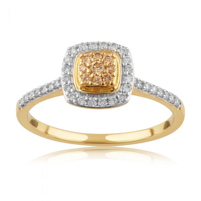 9ct Yellow Gold Australian Champagne Diamond Ring - 1/3 Carat Natural Diamond Engagement Ring for Women, Perfect for Weddings, Anniversaries & Special Occasions