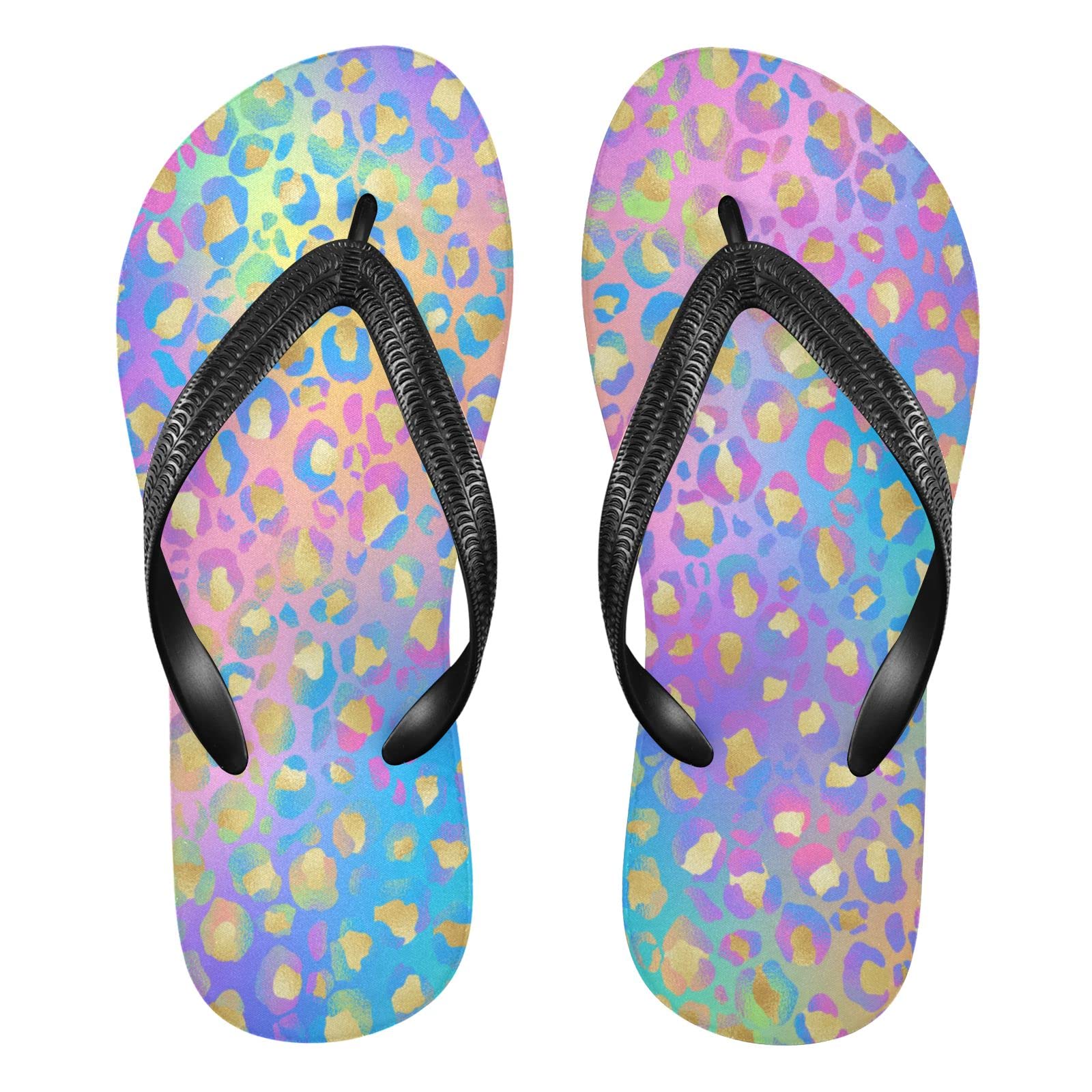 Gradient Leopard Print Women's Flip Flops - Summer Beach Sandals, Comfortable Non-Slip Thong Slippers for Shower, Pool, and Casual Wear - Trendy Water Shoes for Women