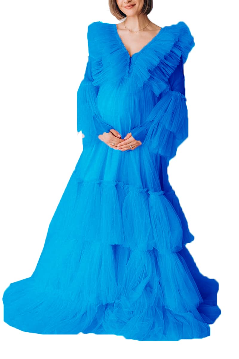 Hecate Maternity Tulle Dress for Pregnancy Photoshoot - Elegant Puffy Long Bathrobe for Expecting Mothers - Perfect for Maternity Photos, Baby Shower & Special Occasions