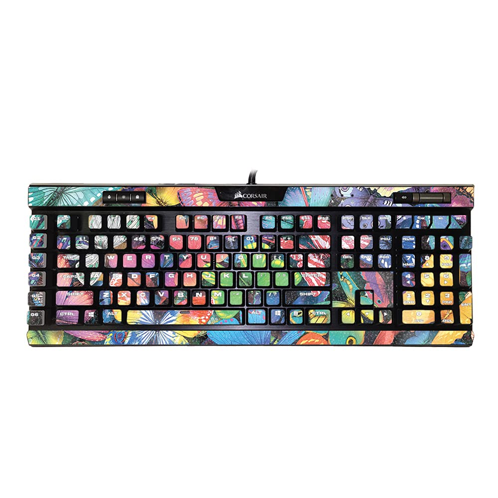 MightySkins Glossy Glitter Skin for Corsair K95 RGB Platinum XT - Butterfly Party | Protective Durable High-Gloss Finish | Easy to Apply & Change Styles | Made in USA | Perfect for Gaming, Office & Custom Keyboard Protection