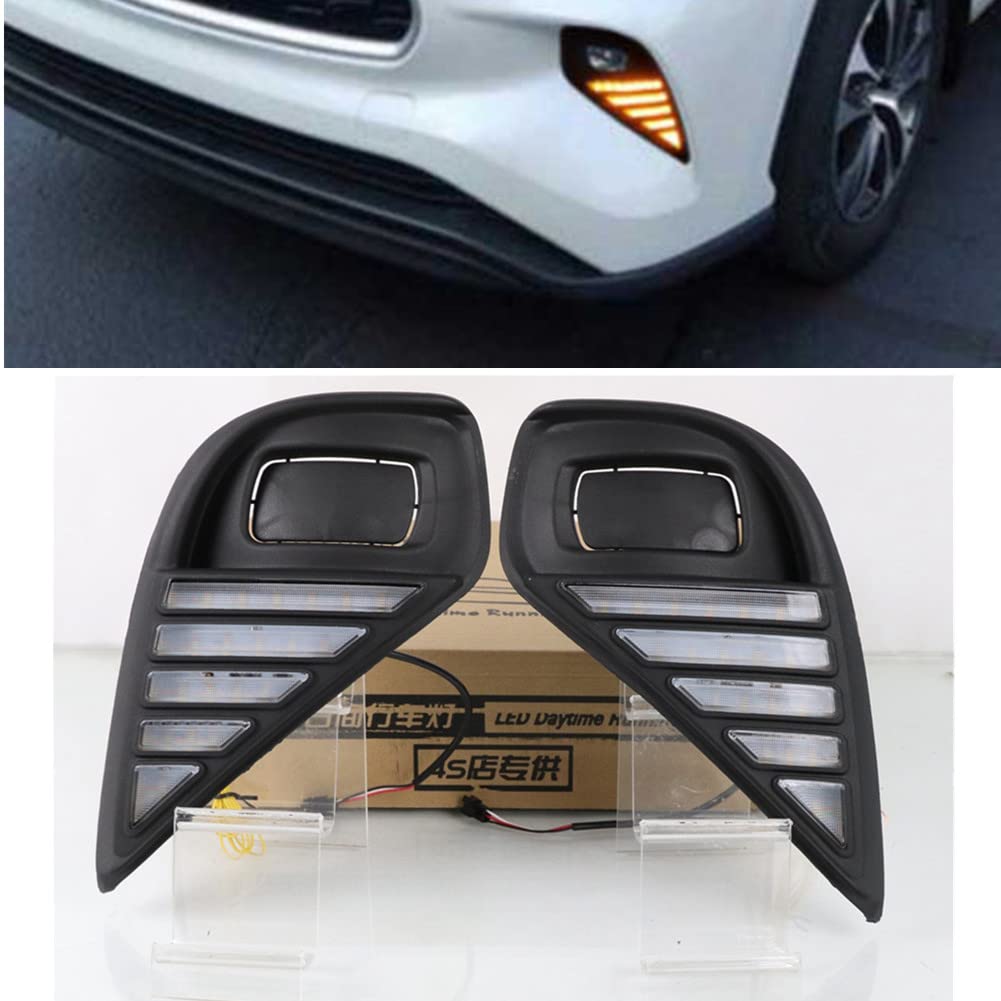 2020-2023 Toyota Highlander LED DRL Daytime Running Lights - 12V Yellow Turn Signal Fog Lamp Replacement (Excludes XSE Model) | Upgrade Your Car's Style & Safety for Daily Driving & Night Visibility