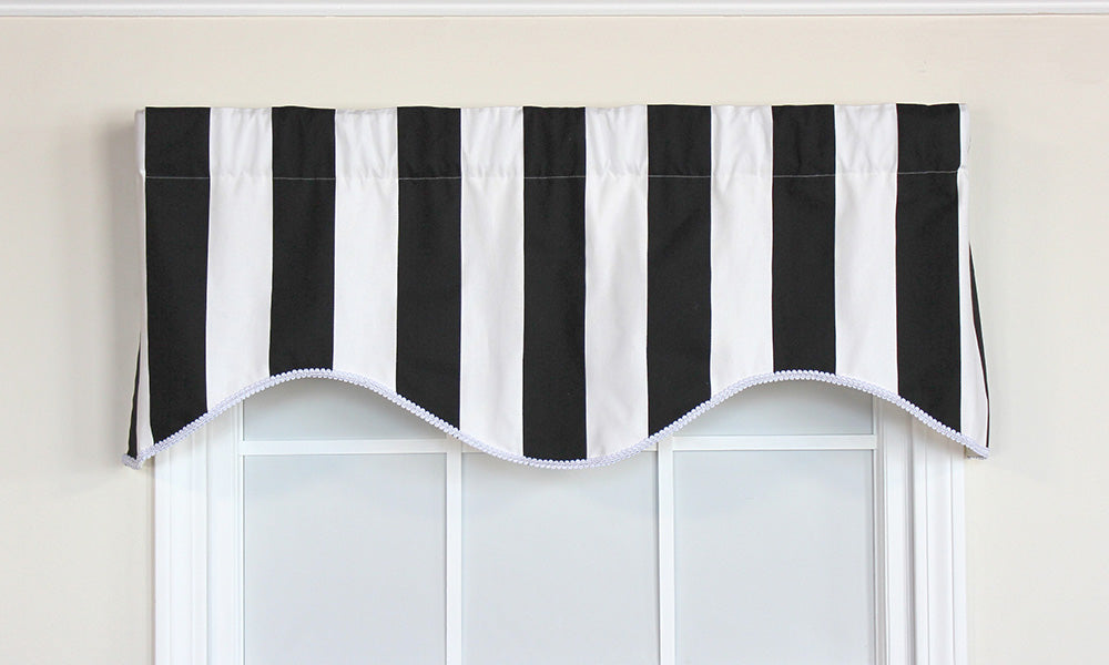 Cabana Stripe Window Cornice Valance - Elegant Striped Curtain Topper for Living Room, Bedroom & Kitchen Decor