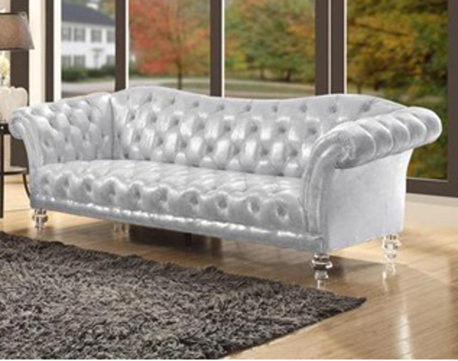 Acme Furniture Dixie Sofa in Metallic Silver 52780 - Modern Living Room Couch for Home & Office Comfort