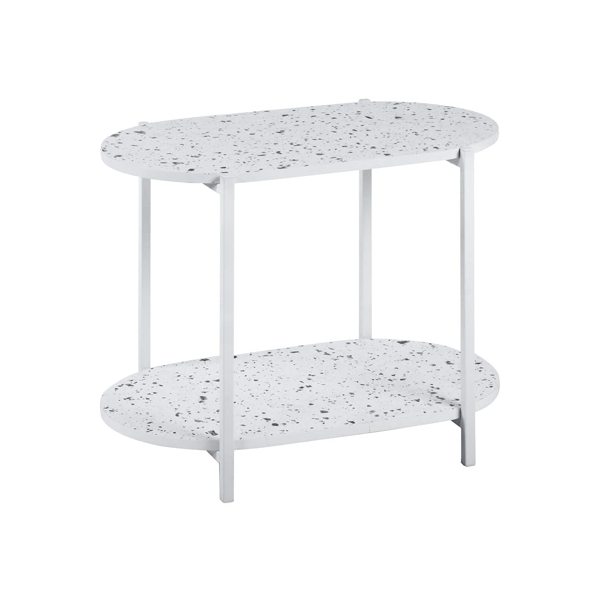 2 Tier End Table with Storage Shelves - Small Space Nightstand for Bedroom, Living Room, Hallway - White Side Table for Sofa, Couch, Snacks - Easy Assembly - Perfect for Apartments, Dorms & Cozy Spaces