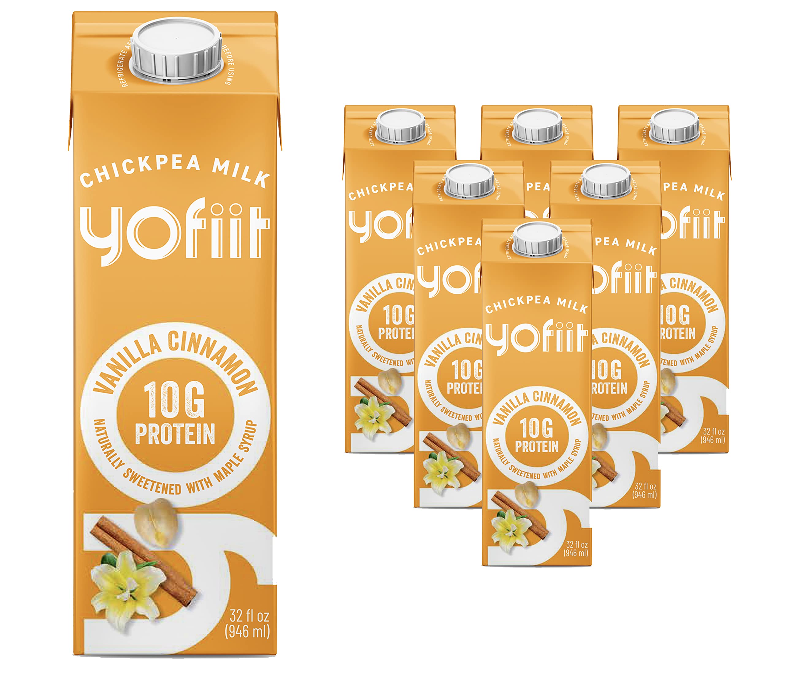 Yofiit Vanilla Cinnamon Plant-Based Milk with Pea Protein & Flax | High Protein Vegan Non-Dairy Milk Alternative (10g Protein) | Shelf-Stable Dairy-Free Coffee Creamer | 6 Pack | Perfect for Smoothies, Coffee & Baking