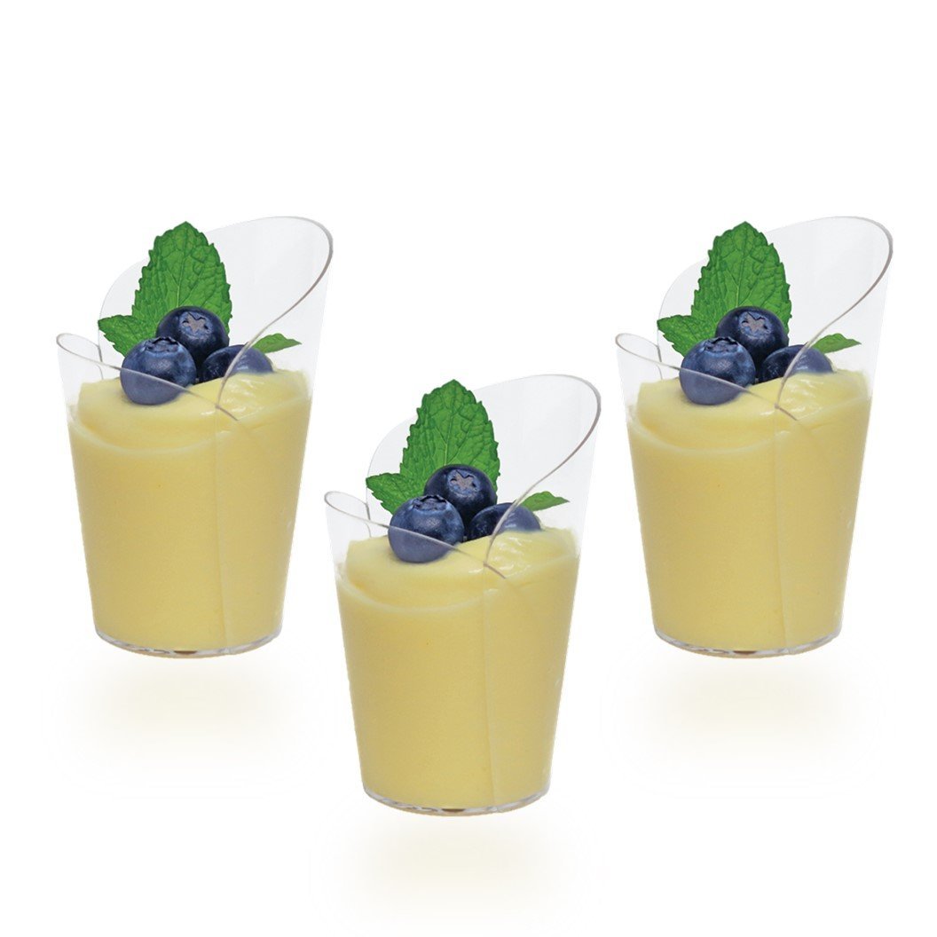 2.5 oz Clear Plastic Mini Tulip Dessert Cups - 12 Pack for Party Favors, Wedding Desserts, Candy Buffets & Ice Cream Serving