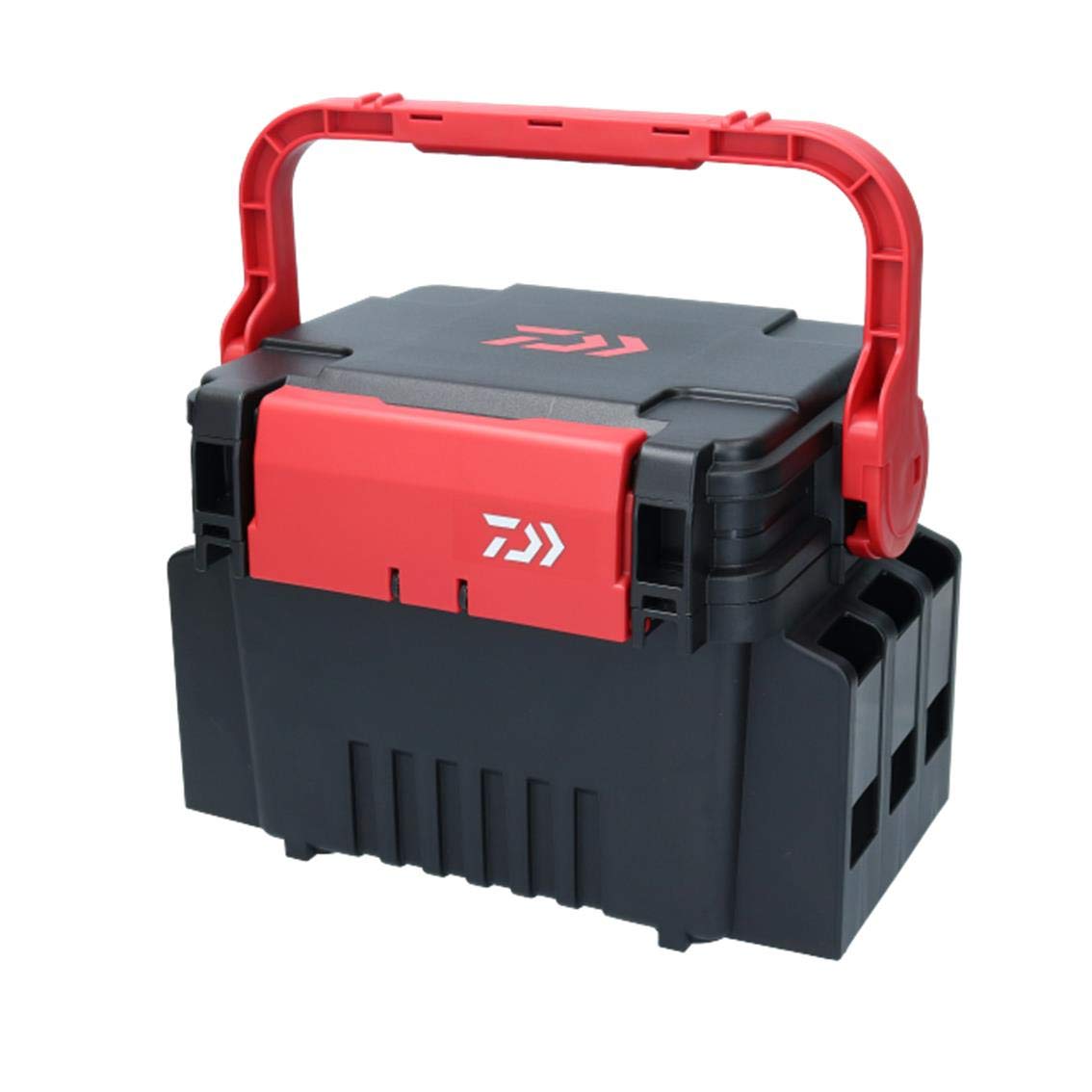 Daiwa TB3000 Tackle Box - Waterproof Fishing Gear Storage Organizer with Adjustable Dividers, Black/Red - Perfect for Saltwater & Freshwater Fishing, Boat Trips & Outdoor Adventures