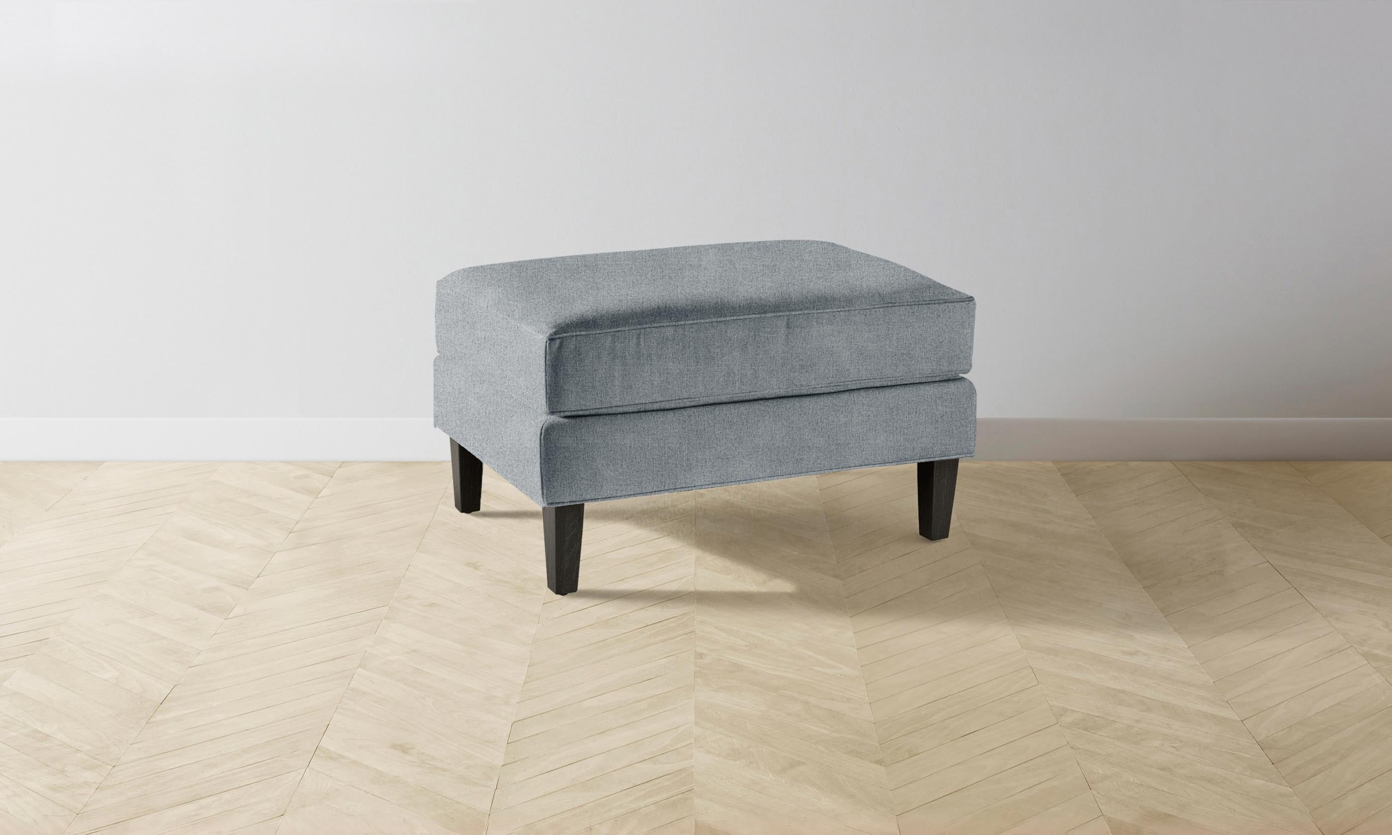 The Crosby Ottoman - Performance Mélange Weave in Aegean Blue | Modern Living Room Footrest, Bedroom Bench & Cozy Home Decor Accent