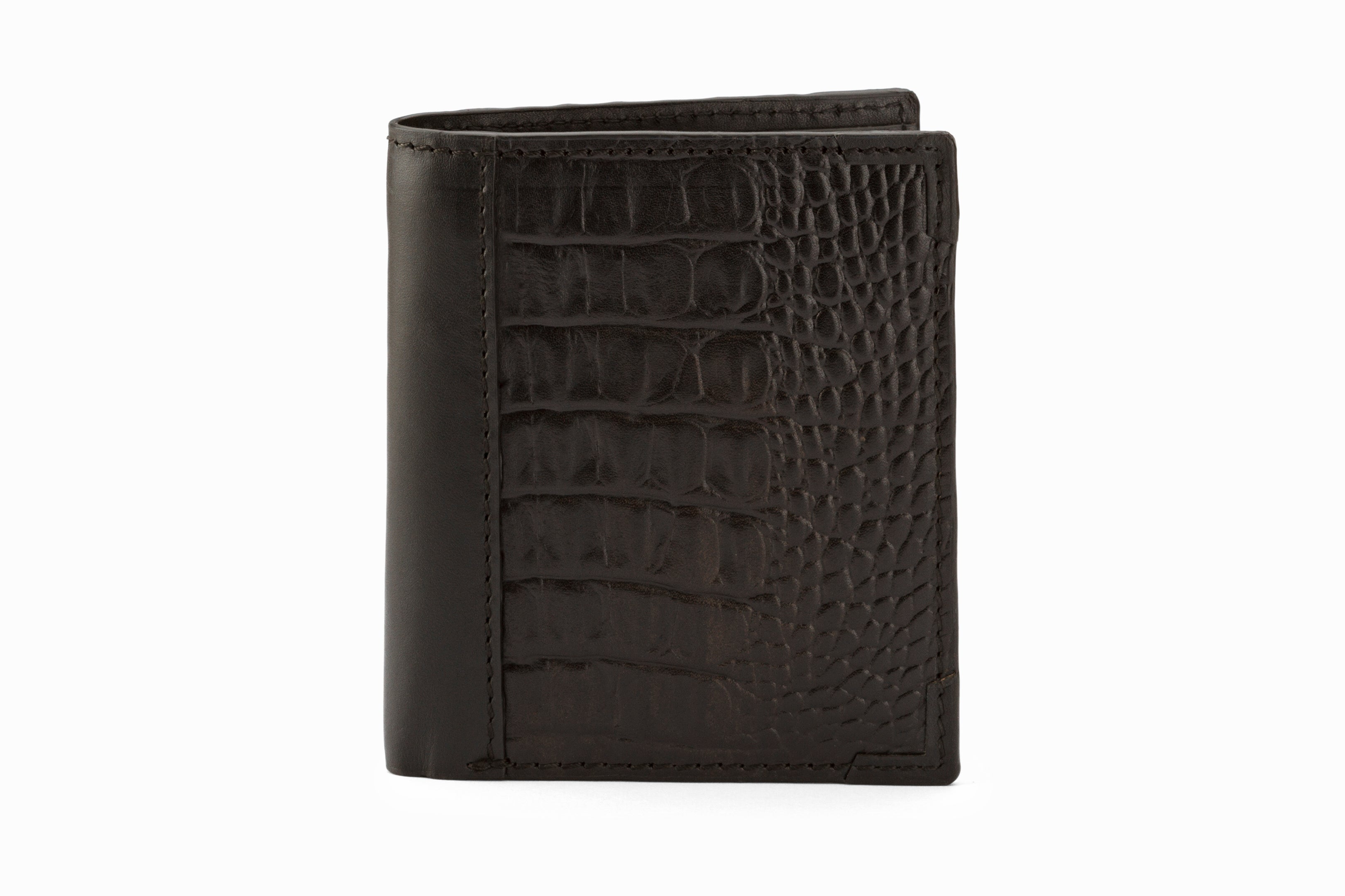 Premium Hip Fold Leather Wallet - Genuine Crocodile Embossed Black Leather - Slim RFID Blocking Bifold Wallet for Men - Perfect for Everyday Carry, Business & Travel