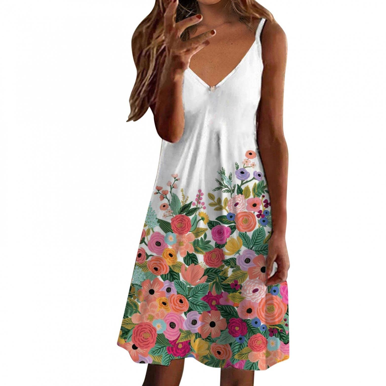2022 Women's Casual Summer Dresses - Boho Beach Sleeveless Vintage Floral Flowy Sundress with Pockets | Perfect for Vacation, Beach Outings & Fall Wear
