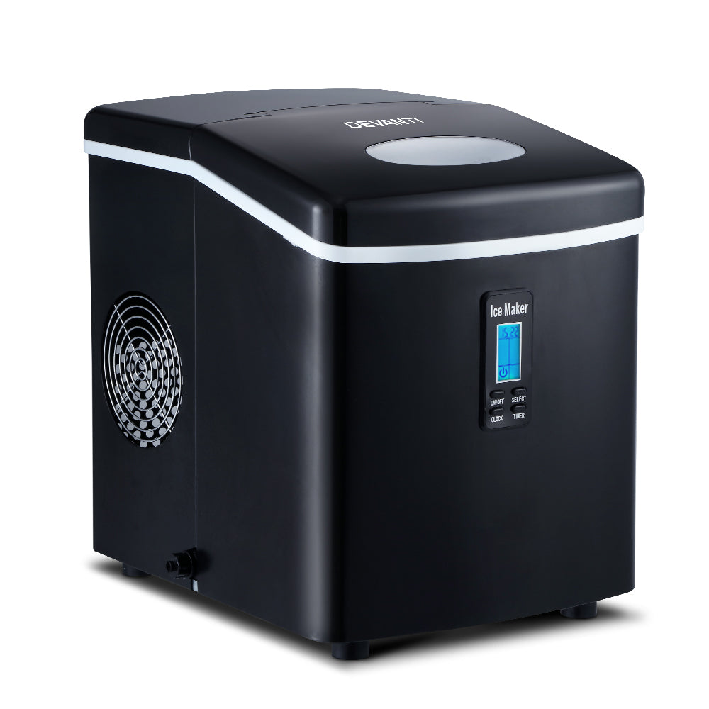 Devanti 3.2L Portable Ice Maker Machine - Fast 26lbs Daily Output, Compact Countertop Ice Cube Maker with Easy Operation, Perfect for Home, Office, Parties & Outdoor Use