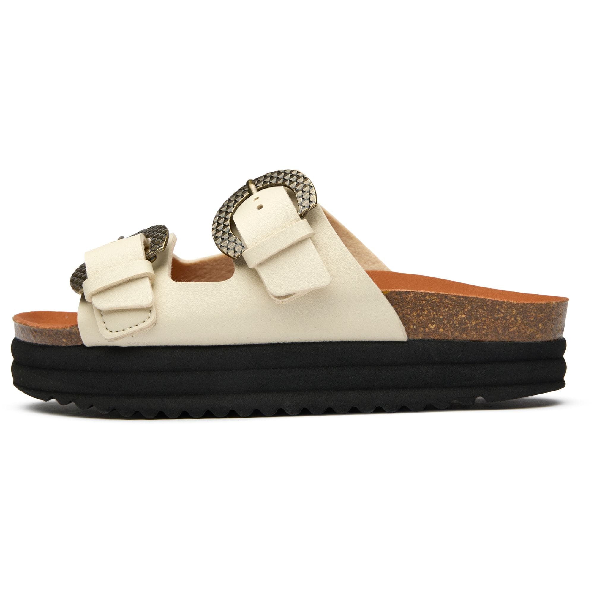 Plum Women's Vegan Footbed Reptile Sandals - Comfortable & Stylish Leather-Free Summer Shoes for Walking, Beach & Casual Outings | Cream