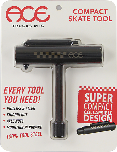 Ace AF1 Skateboard Multi-Tool - Black | Durable & Compact Skate Tool for Bearings, Trucks & Wheels | Perfect for Skateboard Maintenance & On-the-Go Repairs