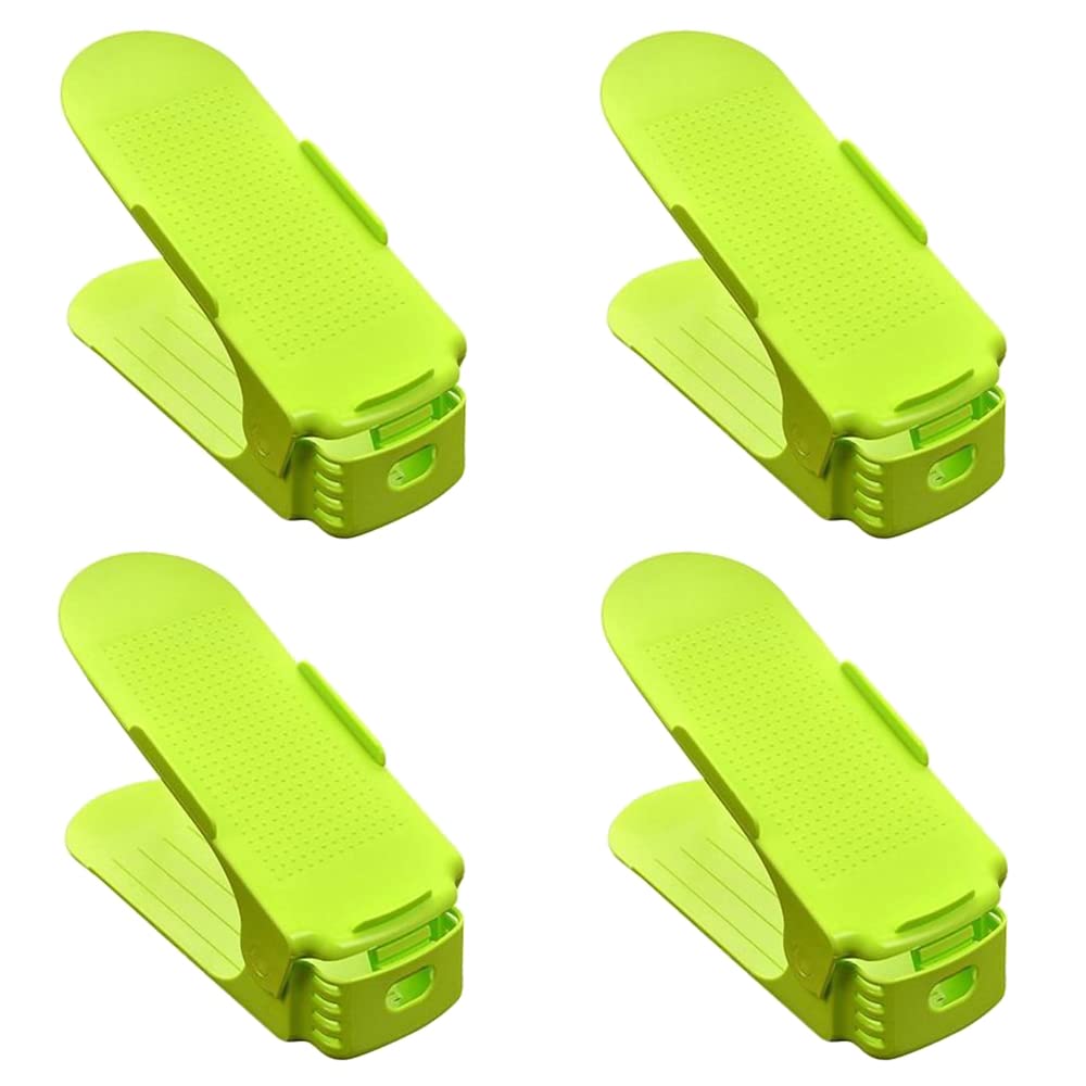 Space-Saving Double Decker Shoe Organizer for Closet - 4 Pack Green Shoe Rack for Small Spaces | Perfect for Bedroom, Entryway & Apartment Storage
