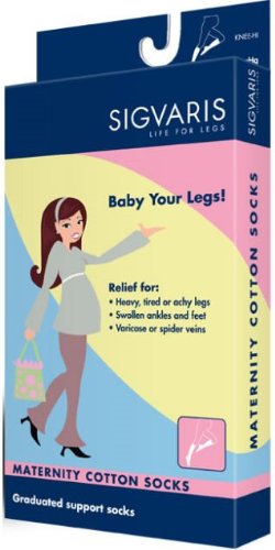 Sigvaris 146CA99/M Women's Cotton Maternity Compression Socks 15-20 mmHg Knee High - Black, Size A (Women's 5-7) - Perfect for Pregnancy Comfort & Circulation Support