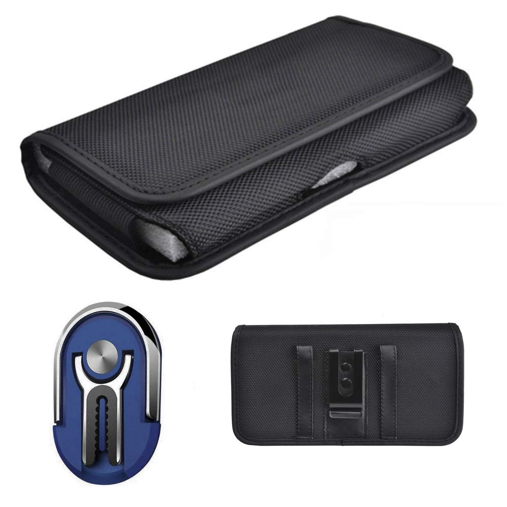 Verizon Orbic Wonder Case - Horizontal Canvas Pouch with Belt Clip Loop & 3-in-1 Car Mount, Phone Stand, Finger Holder (Navy) - Perfect for Outdoor Adventures, Commuting, and Hands-Free Convenience
