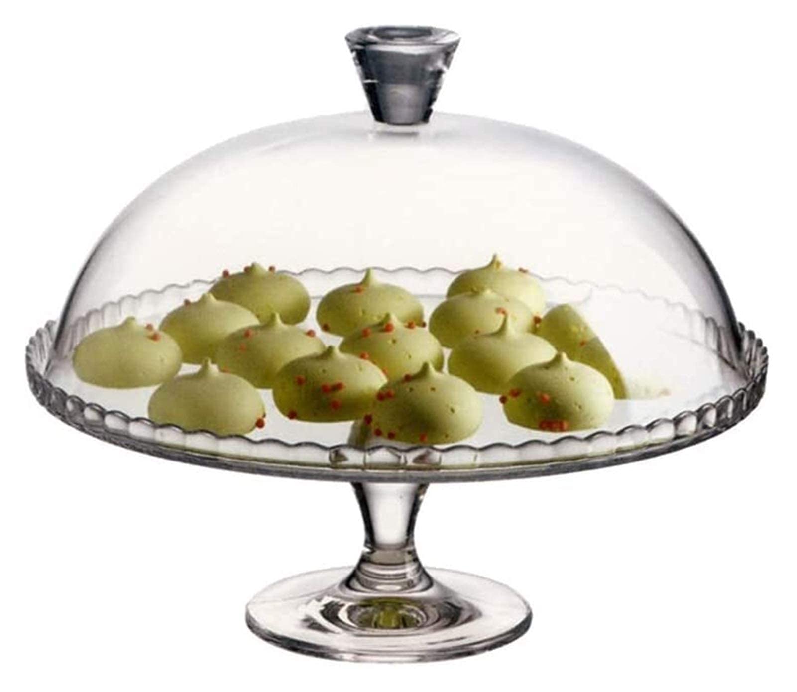 Transparent Glass Cake Stand with Dome - Elegant Dessert Display Tray for Cupcakes, Pastries, Fruits | Perfect for Weddings, Tea Parties & Buffet Serving