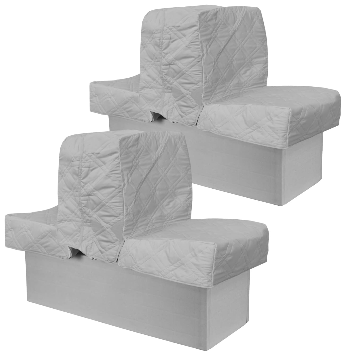Premium Back to Back Boat Seat Covers - Waterproof Replacement Lounge Covers with Soft Microfiber Fabric (2-Pack Light Gray) - Perfect for Marine, Fishing & Outdoor Boating Activities