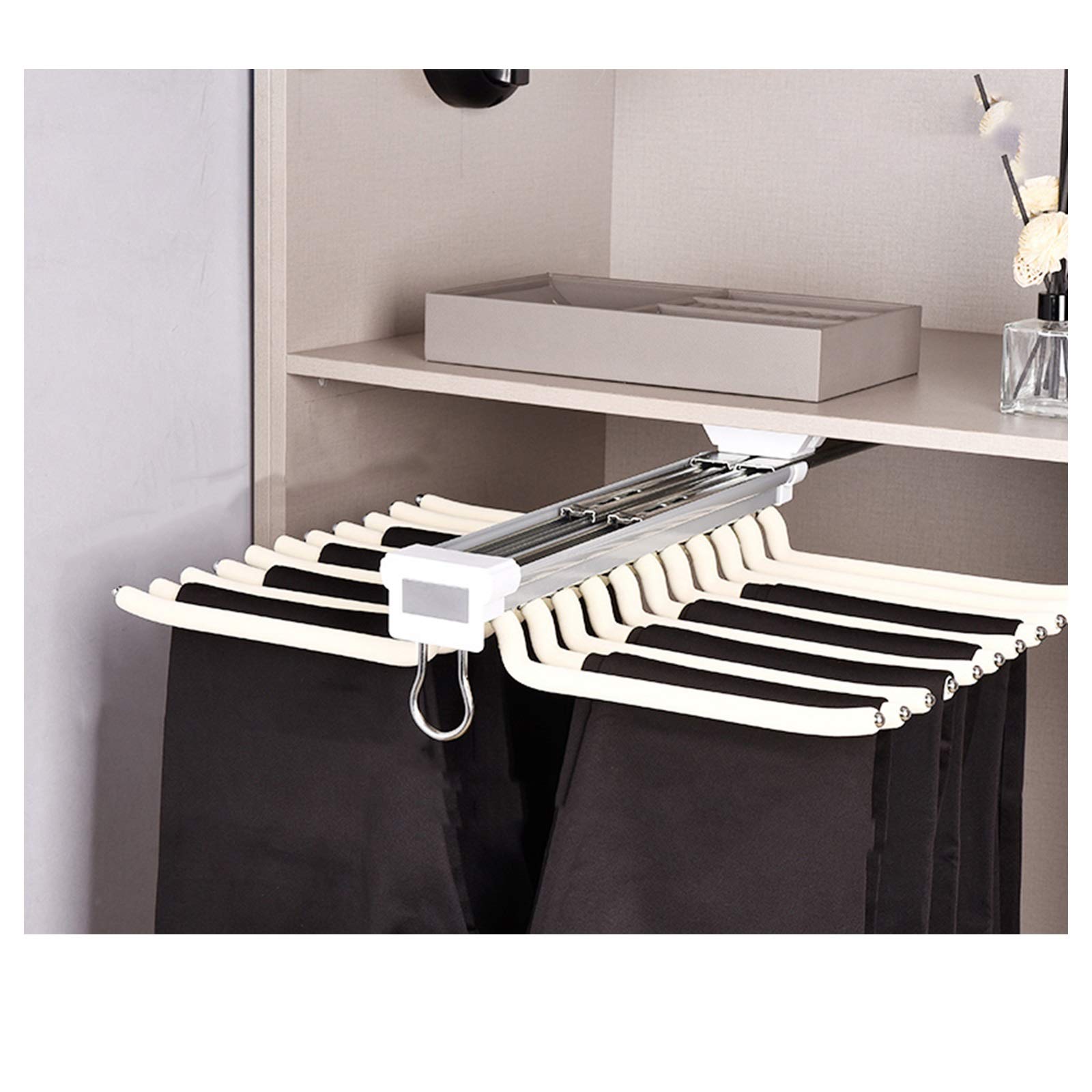 Premium 22-Arm Steel Pants Hanger - Space Saving Double Row Closet Organizer for Trousers & Dress Pants (Beige, Upgrade Model) - Perfect for Walk-In Closets, Retail Stores & Home Organization