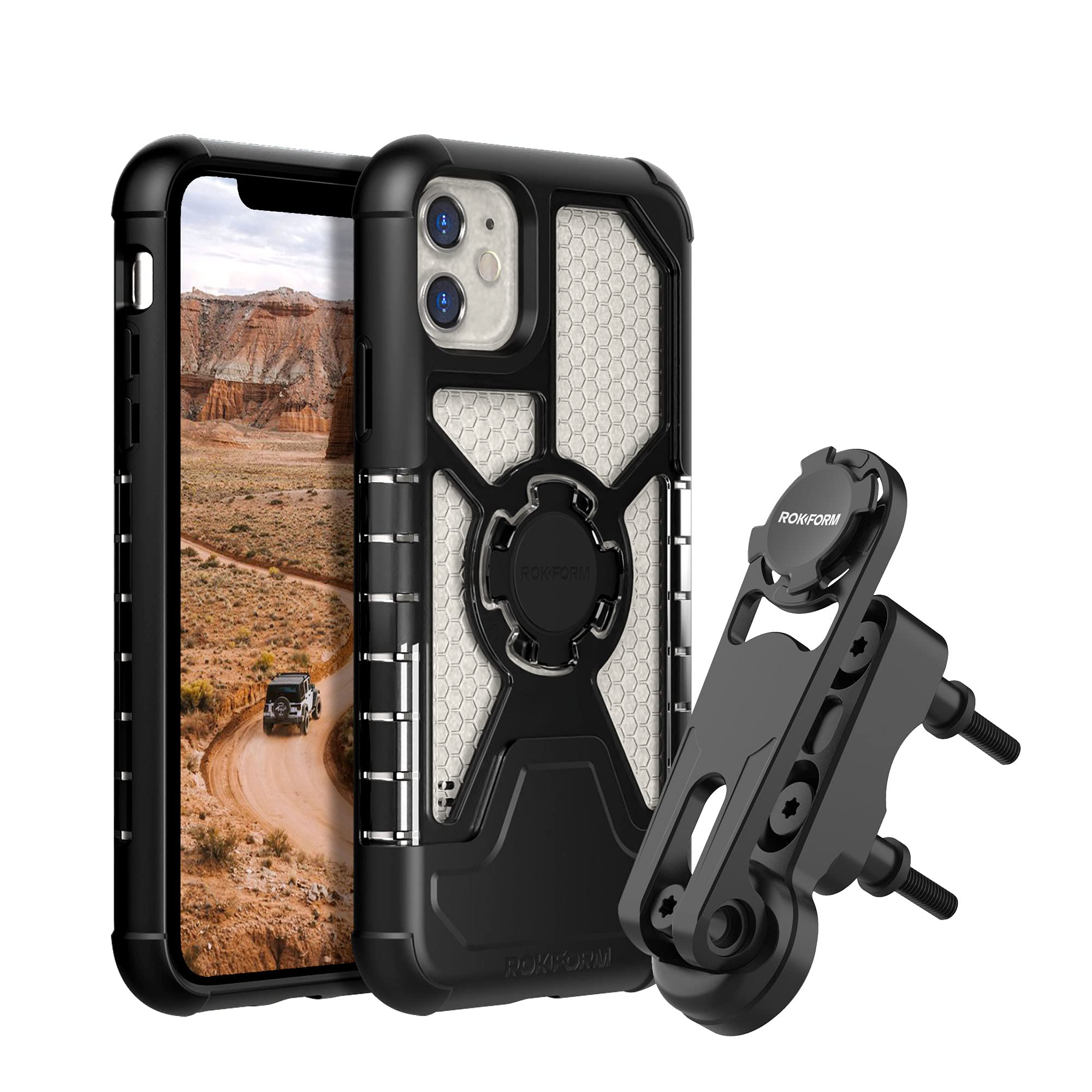 Rokform iPhone 11 Crystal Case with Motorcycle Perch Phone Mount - Durable Protection & Secure Mounting for Riding, Cycling, and Outdoor Adventures