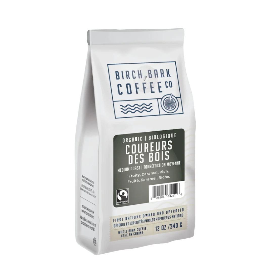 Organic Birch Bark Coureurs Des Bois Fair Trade Whole Bean Coffee - 12 oz Bag | Premium Single-Origin Coffee Beans for French Press, Drip & Espresso | Perfect for Camping, Gifts & Morning Brews