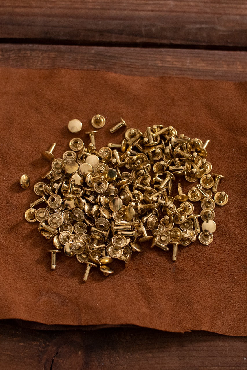 Hollow Rivet KØ9.2 x L9.2mm Iron/Brass - Heavy Duty Fasteners for Leather Craft, Metal Fabrication & DIY Projects
