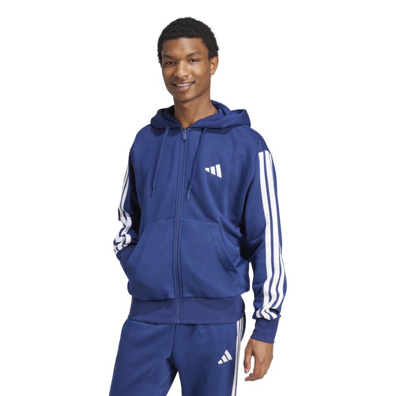 Adidas Men's Essentials Fleece 3-Stripes Full-Zip Hoodie - Comfortable Athletic Jacket for Running, Gym & Casual Wear